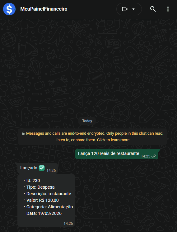 Print de solicitação por texto no WhatsApp